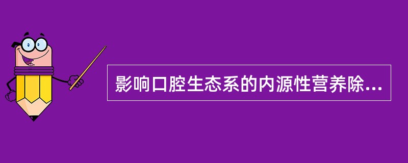 影响口腔生态系的内源性营养除外（　　）。