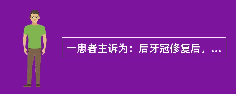 一患者主诉为：后牙冠修复后，前牙切咬面条困难。临床检查下颌前伸对刃时前牙不接触，后牙有咬合接触。如果长此以久，患者最可能出现的症状是（　　）。