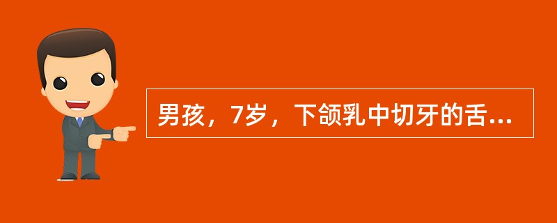 男孩，7岁，下颌乳中切牙的舌侧可见萌出的恒切牙切端，新牙宽度大于乳牙1mm，乳牙不松动诊断是（　　）。