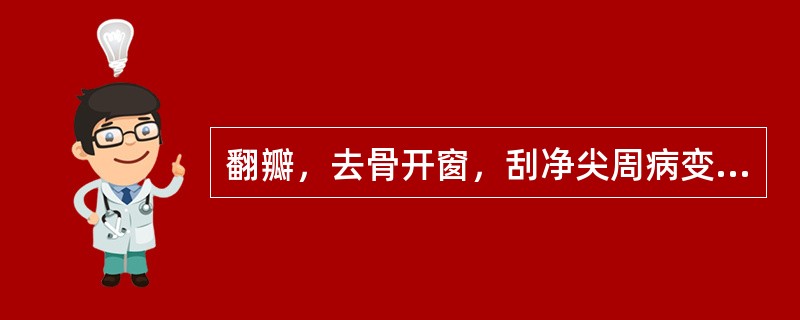 翻瓣，去骨开窗，刮净尖周病变组织，去除根尖约2mm的治疗是（　　）。