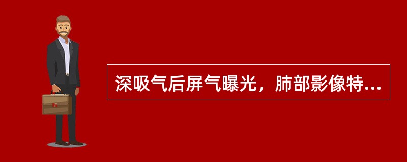 深吸气后屏气曝光，肺部影像特点的叙述，错误的是（）