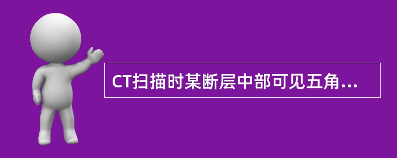 CT扫描时某断层中部可见五角形的鞍上池，由大脑纵裂池、外侧窝池、交叉池和桥池组成。<br />该断层可能是经____的层面（）