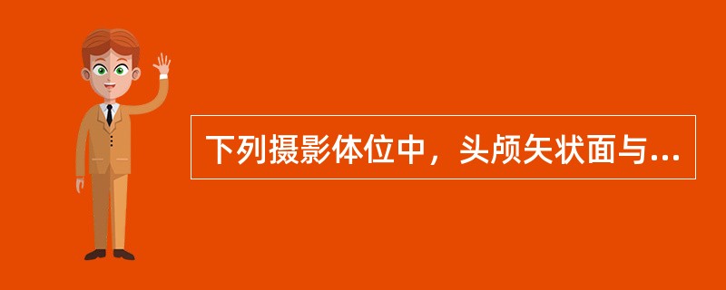 下列摄影体位中，头颅矢状面与暗盒垂直的是（）