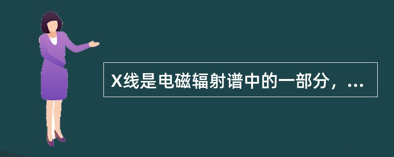 X线是电磁辐射谱中的一部分，属于电离辐射，其波长介于紫外线和γ射线之间，是具有电磁波和光量子双重特性的一种特殊物质。就其本质而言，X线与可见光、红外线、紫外线、γ射线完全相同，都是电磁波。<br