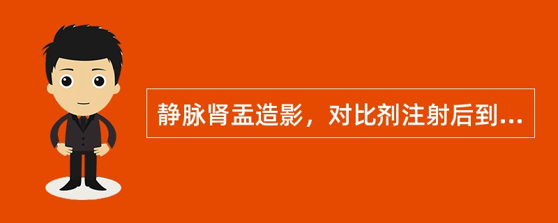 静脉肾盂造影，对比剂注射后到第1张摄片时间约是（）