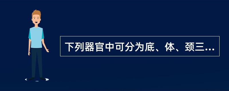 下列器官中可分为底、体、颈三部分的是