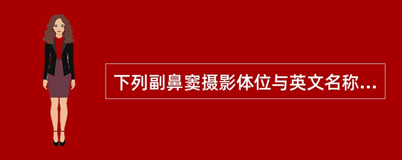 下列副鼻窦摄影体位与英文名称的组合，正确的是（　　）。