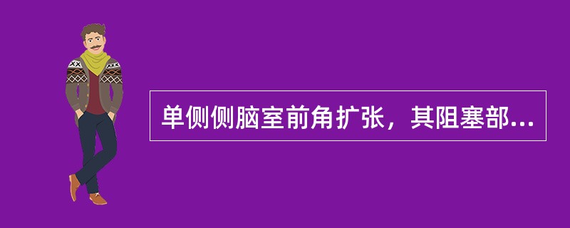 单侧侧脑室前角扩张，其阻塞部位在（）