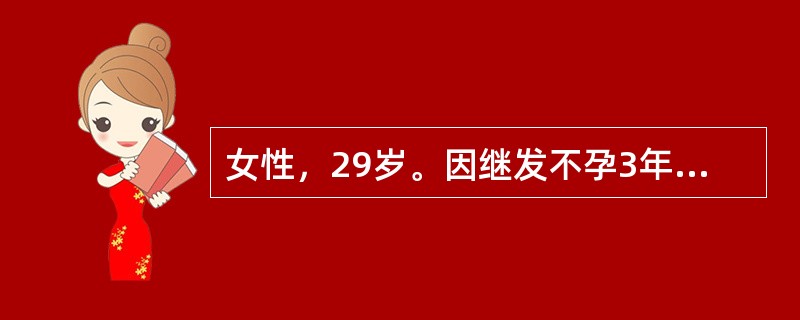 女性，29岁。因继发不孕3年就诊。3年前行人流1次，术后发热1周。平时月经规则，伴痛经，基础体温呈双相。妇检：宫颈轻度糜烂，子宫后位，正常大小。双附件增厚，索条状。继发不孕的原因可能为