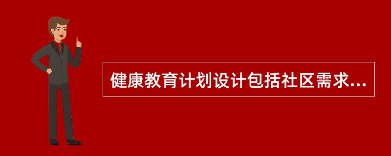 健康教育计划设计包括社区需求评估、确定优先项目、确定目标、制订干预策略和实施方案及制订（　　）。