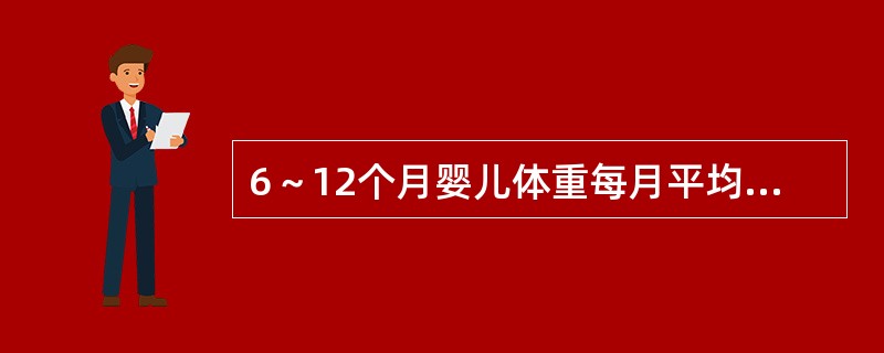 6～12个月婴儿体重每月平均增长（　　）。