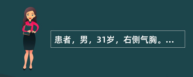 患者，男，31岁，右侧气胸。穿刺测压时胸腔内压0附近，抽出一定量气体后压力变为负值，且逐渐恢复至0mmHg（　　）。