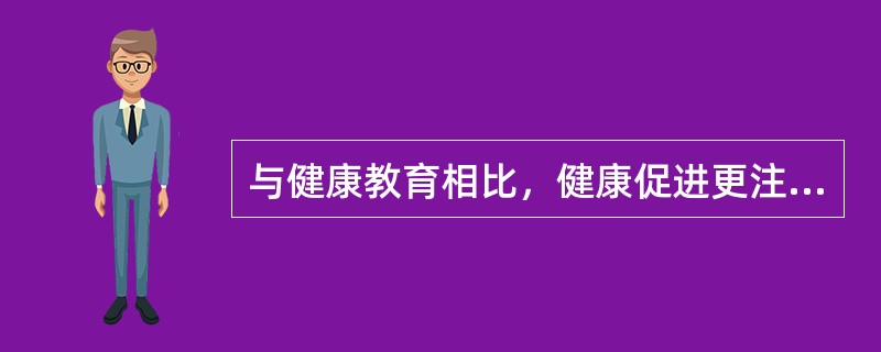 与健康教育相比，健康促进更注重的是（　　）。