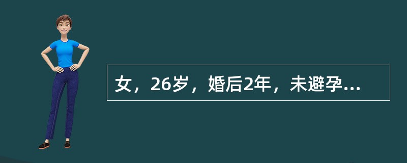 女，26岁，婚后2年，未避孕，有过正常性生活，婚后一直与丈夫两地分居，至今未孕，最可能的诊断是（　　）。