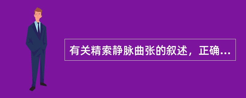 有关精索静脉曲张的叙述，正确的是（　　）。