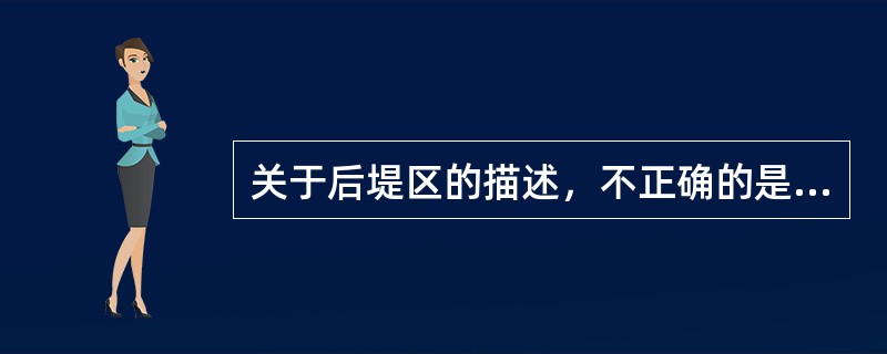 关于后堤区的描述，不正确的是（　　）。