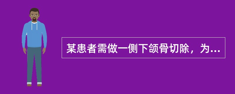 某患者需做一侧下颌骨切除，为了防止术后健侧下颌骨向患侧移位，需要制作的外科治疗修复体是（　　）。