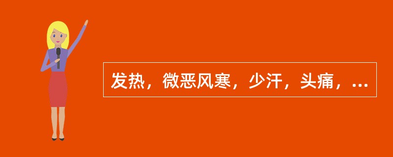 发热，微恶风寒，少汗，头痛，口微渴，舌边尖红，苔薄黄，脉浮数，证属