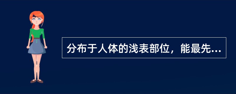 分布于人体的浅表部位，能最先广泛地接触到病邪的是