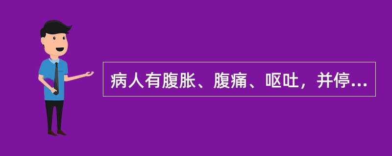 病人有腹胀、腹痛、呕吐，并停止排便排气。可能的诊断是：