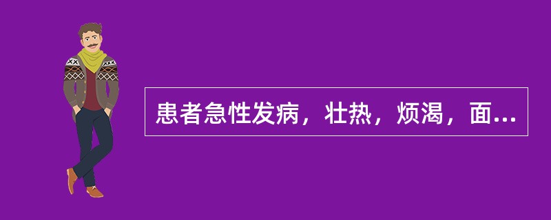 患者急性发病，壮热，烦渴，面红目赤，尿黄，便干，舌苔黄。其病机是