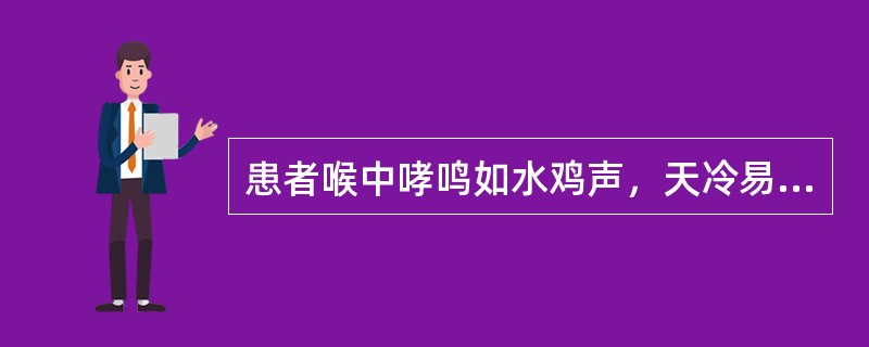 患者喉中哮鸣如水鸡声，天冷易发，呼吸急促，喘憋气逆，胸膈满闷如塞，咳不甚，痰少咯吐不爽，色白而多泡沫，口不渴，形寒怕冷，面色青晦，舌苔白滑，脉弦紧。治疗应首选