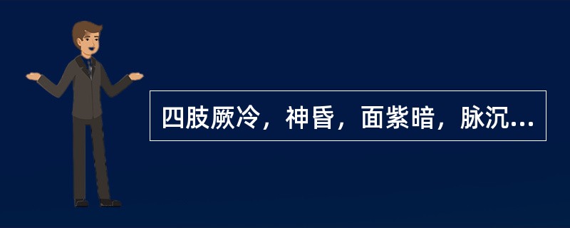 四肢厥冷，神昏，面紫暗，脉沉迟，身热，胸腹灼热，口鼻气灼，口臭息粗，口渴引饮，小便短黄，舌红苔黄而干，脉有力。此为