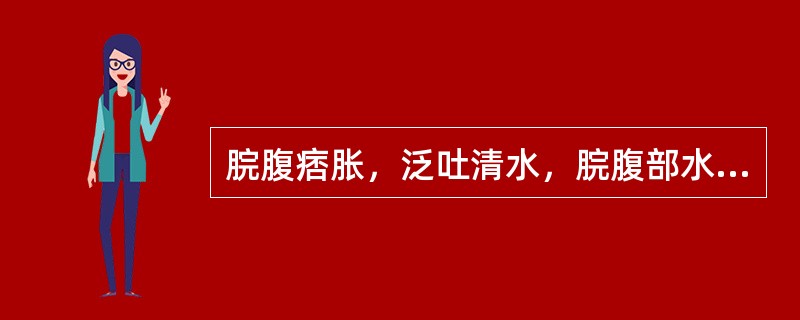 脘腹痞胀，泛吐清水，脘腹部水声辘辘，属