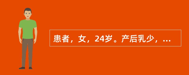 患者，女，24岁。产后乳少，乳汁清稀，乳房柔软无胀感，面色少华，神疲乏力，食欲不振，时有心悸头晕，舌淡少苔，脉虚细<br />治法是