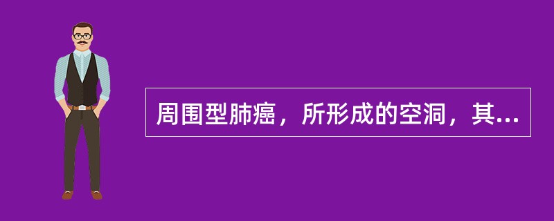 周围型肺癌，所形成的空洞，其X线特征是