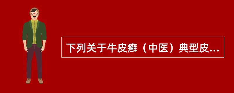 下列关于牛皮癣（中医）典型皮疹的叙述，正确的是