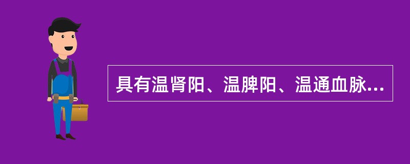 具有温肾阳、温脾阳、温通血脉、引火归原功效的药物是