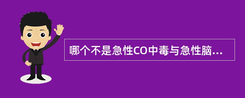 哪个不是急性CO中毒与急性脑血管疾病的鉴别要点？（　　）