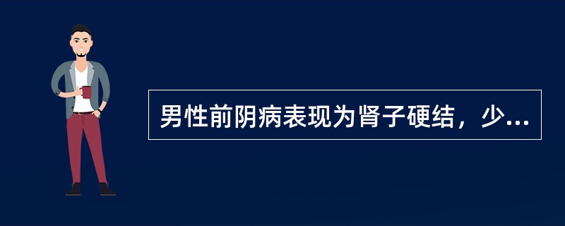 男性前阴病表现为肾子硬结，少腹或会阴胀痛，排尿困难或闭塞不通，舌红苔黄腻，脉滑数。属于