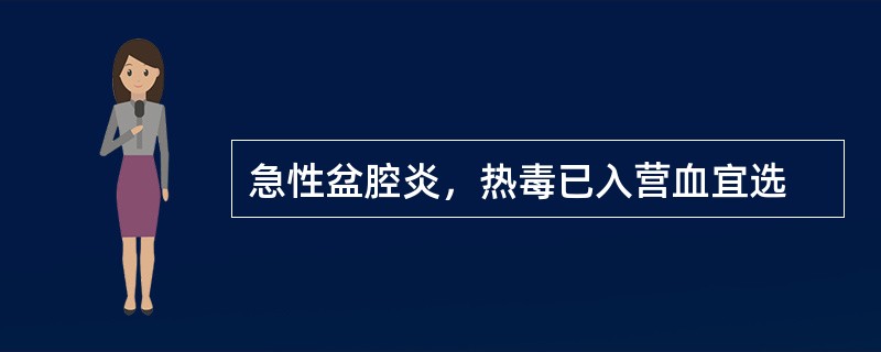 急性盆腔炎，热毒已入营血宜选