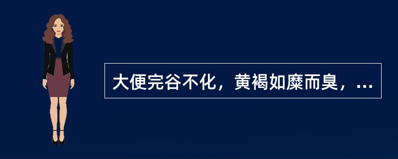 大便完谷不化，黄褐如糜而臭，多属