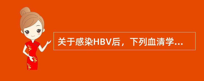 关于感染HBV后，下列血清学标志最早出现的是（　　）。