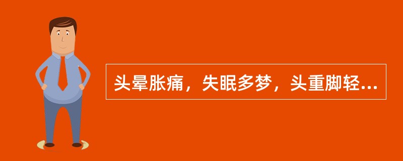 头晕胀痛，失眠多梦，头重脚轻，舌红少苔，脉弦或数。此为（　　）。