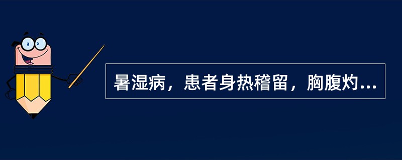 暑湿病，患者身热稽留，胸腹灼热，呕恶，便溏不爽，色黄如酱，苔黄垢腻，脉滑数，其辨证是（　　）。