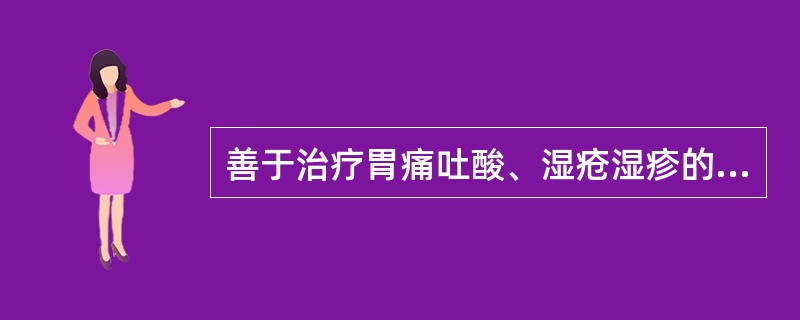 善于治疗胃痛吐酸、湿疮湿疹的药物是