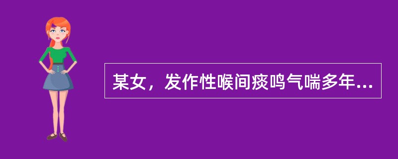 某女，发作性喉间痰鸣气喘多年，因受寒发作1天，现症见：呼吸急促，喉中哮鸣有声，胸膈满闷如塞，咳不甚，咯吐不爽，痰稀薄色白，面色晦滞带青，口不渴，形寒畏冷，舌苔白滑，脉弦紧。应诊断为（　　）。