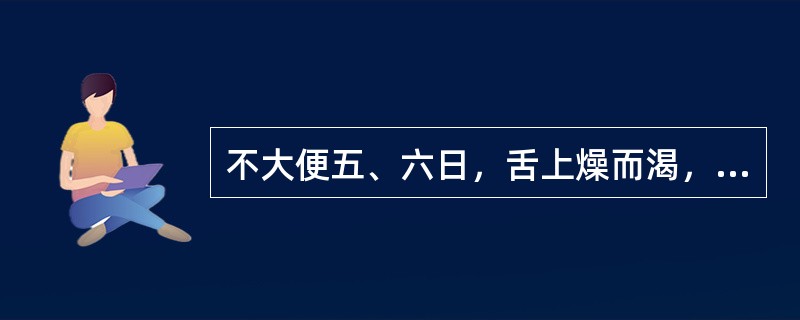 不大便五、六日，舌上燥而渴，日晡所小有潮热，从心下至少腹硬满而痛不可近者，（　　）。