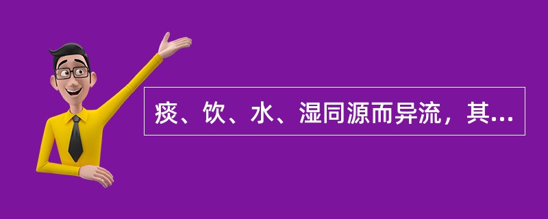 痰、饮、水、湿同源而异流，其中最清稀的是（　　）。