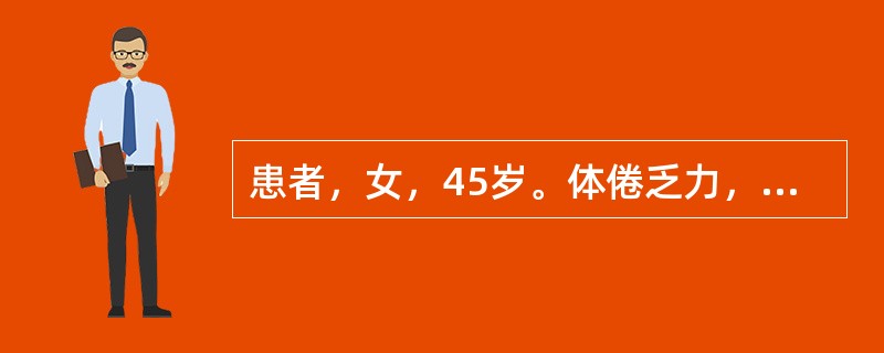患者，女，45岁。体倦乏力，面色萎黄，唇甲苍白，心悸，月经时时错后，量少色淡，甚则闭经，舌淡，脉细。医生开出黄芪、白术、党参、当归、熟地黄、白芍、阿胶、何首乌、枸杞子、墨旱莲、女贞子。<br /