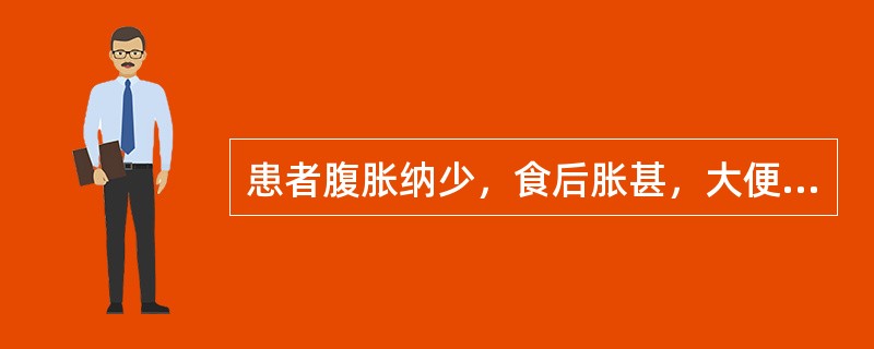 患者腹胀纳少，食后胀甚，大便溏薄，肢倦神疲，消瘦面黄，舌淡，脉缓弱，宜诊为