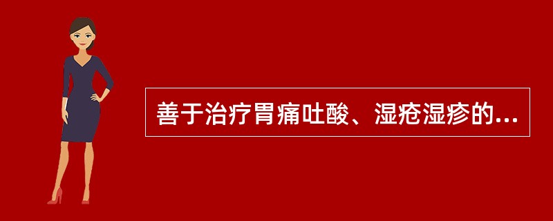 善于治疗胃痛吐酸、湿疮湿疹的药物是