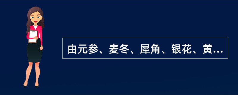 由元参、麦冬、犀角、银花、黄连、生地、连翘、竹叶心、丹参组成的方剂是