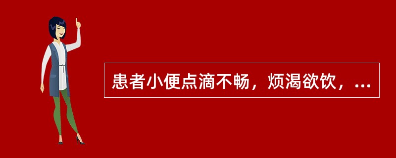 患者小便点滴不畅，烦渴欲饮，咽干咳嗽，舌苔薄黄，脉数。治疗应首选（　　）。