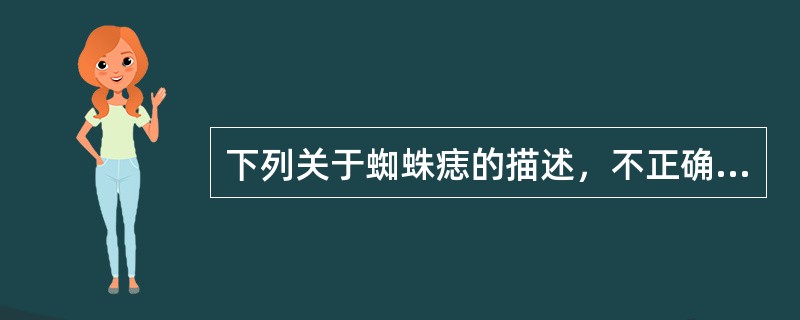 下列关于蜘蛛痣的描述，不正确的是