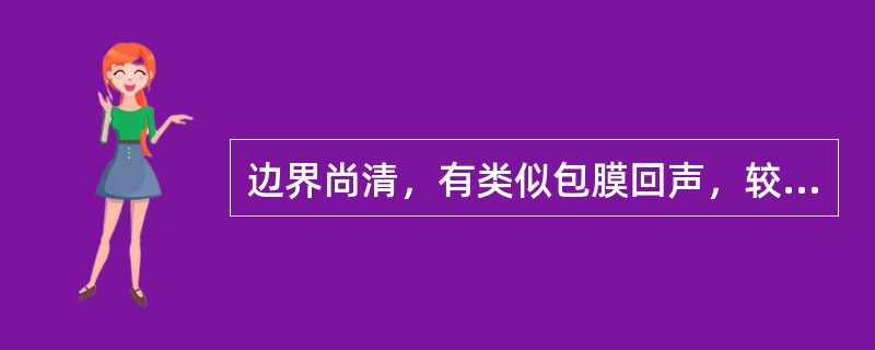 边界尚清，有类似包膜回声，较糙，周边钙化显示为强回声并伴声影断为